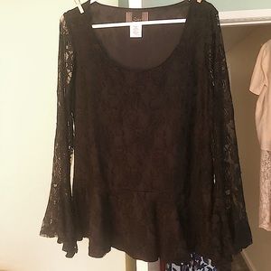 Black lace long sleeve shirt.